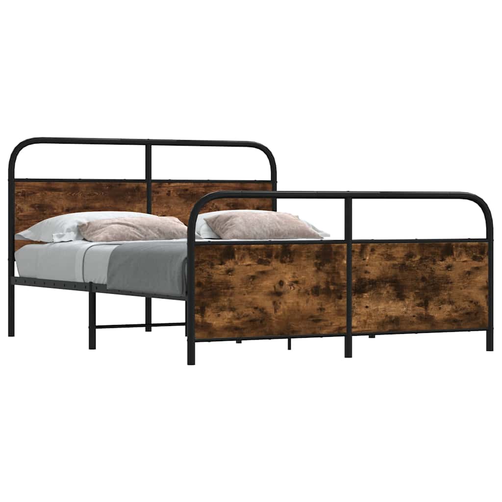 Metallbett ohne Matratze Räuchereiche 160x200 cm