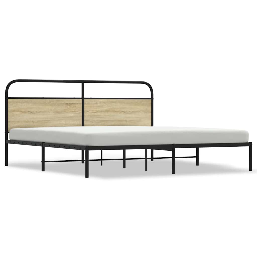 Metallbett ohne Matratze Sonoma-Eiche 180x200 cm