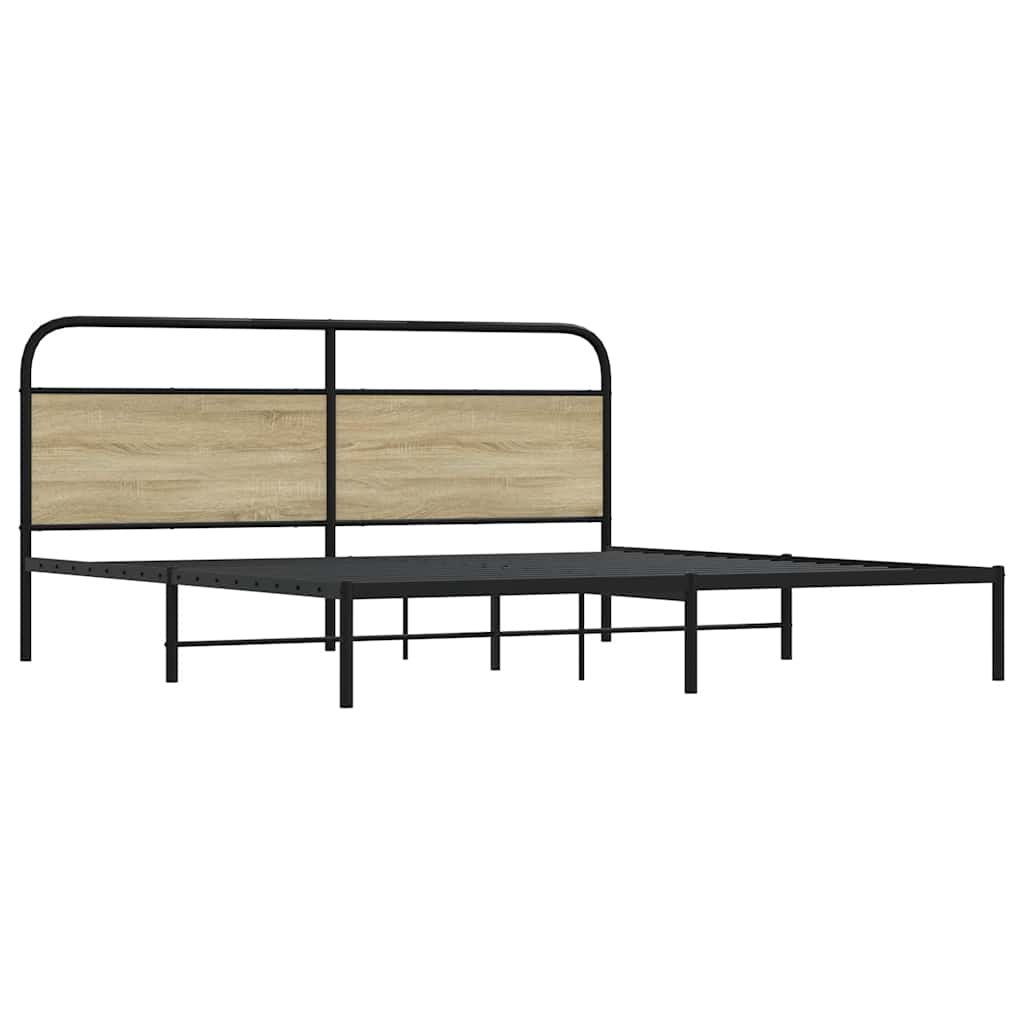 Metallbett ohne Matratze Sonoma-Eiche 180x200 cm