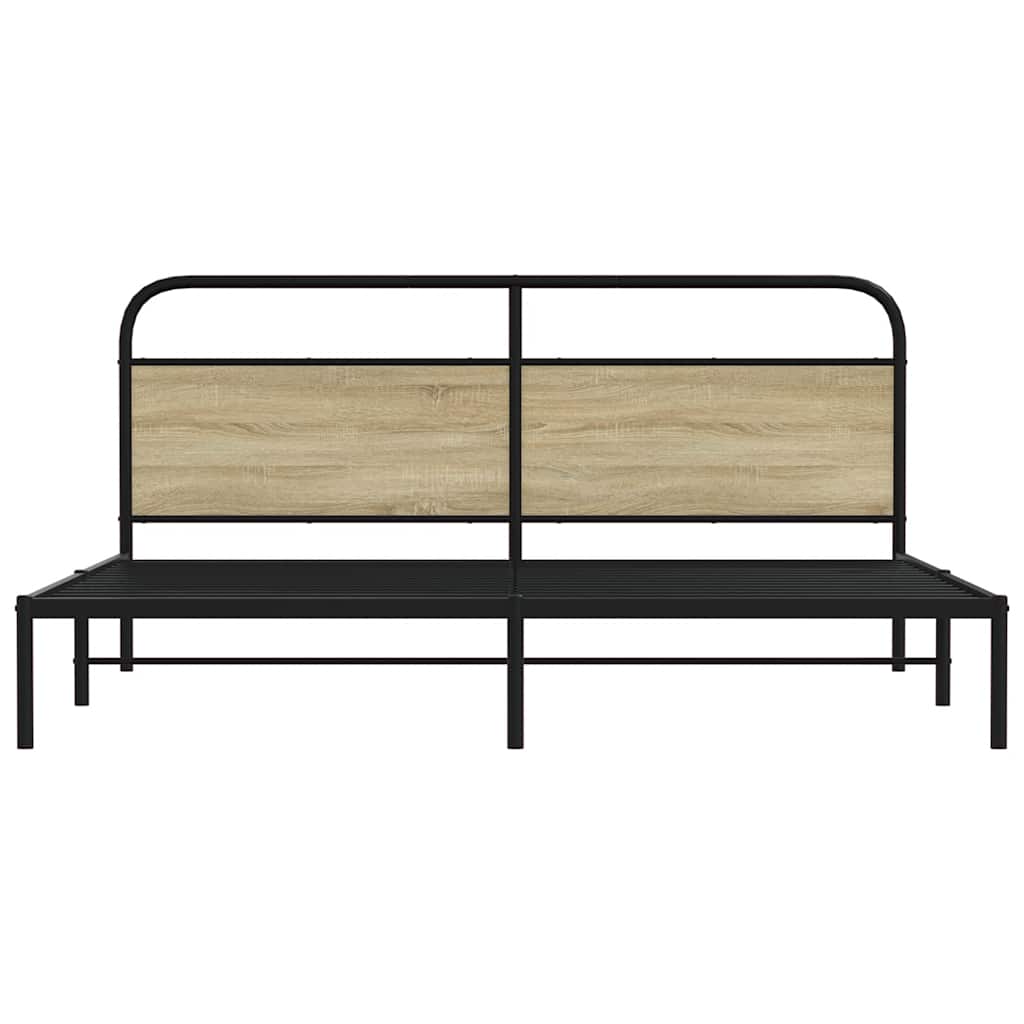 Metallbett ohne Matratze Sonoma-Eiche 180x200 cm