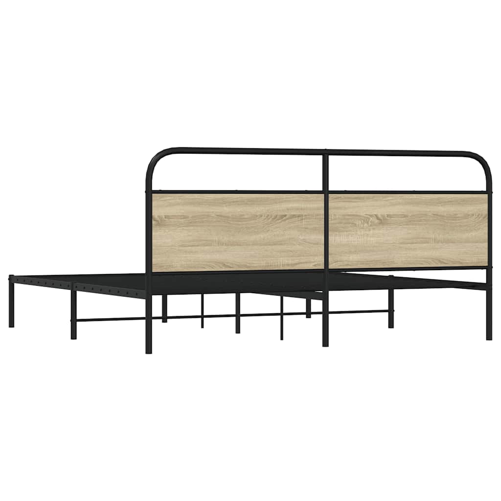 Metallbett ohne Matratze Sonoma-Eiche 180x200 cm