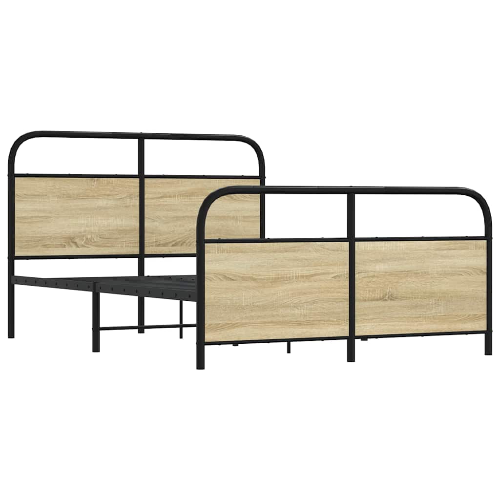 Metallbett ohne Matratze Sonoma-Eiche 140x190 cm
