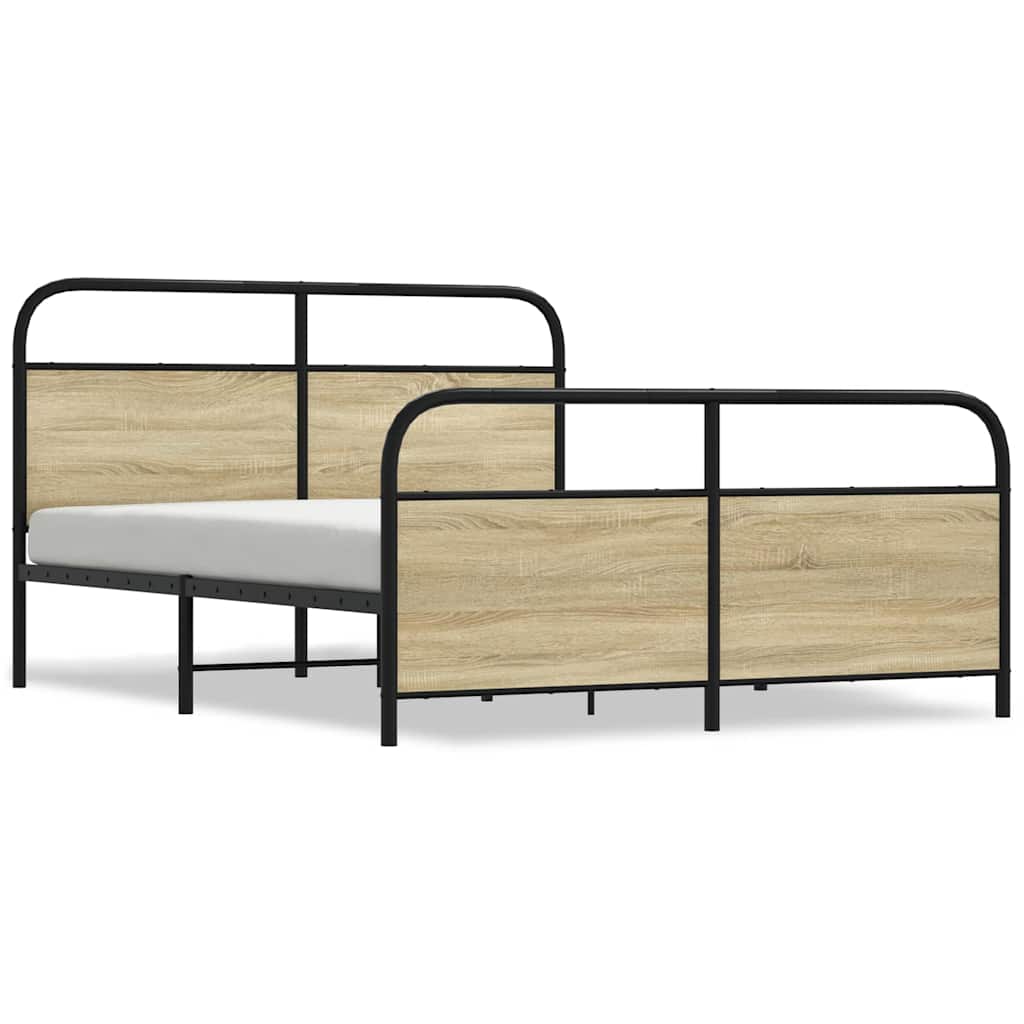 Metallbett ohne Matratze Sonoma-Eiche 160x200 cm