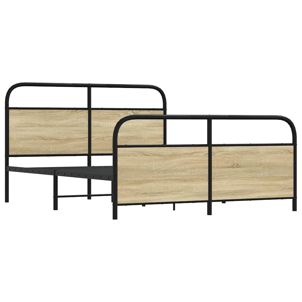 Metallbett ohne Matratze Sonoma-Eiche 160x200 cm
