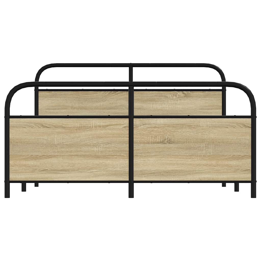 Metallbett ohne Matratze Sonoma-Eiche 160x200 cm