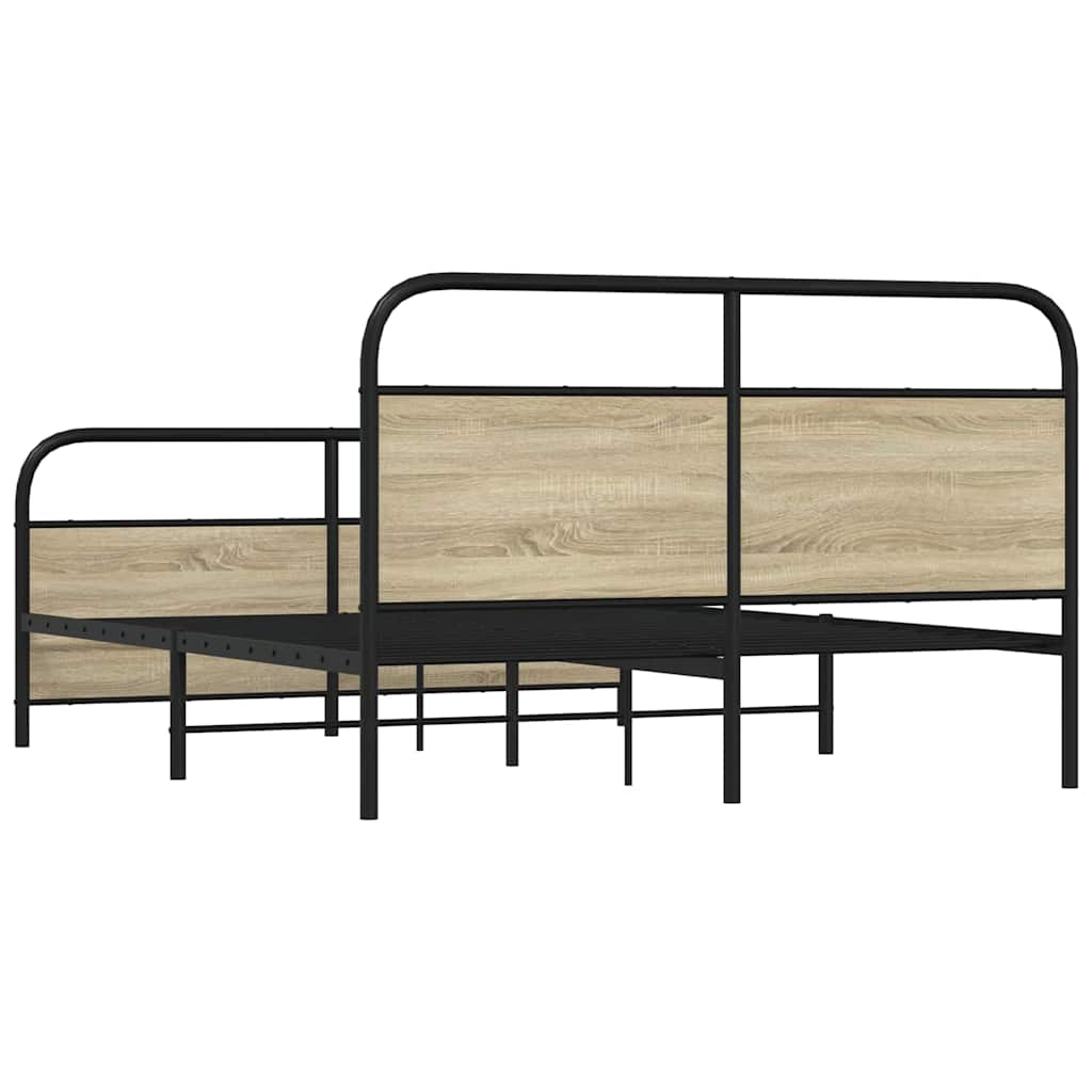 Metallbett ohne Matratze Sonoma-Eiche 160x200 cm