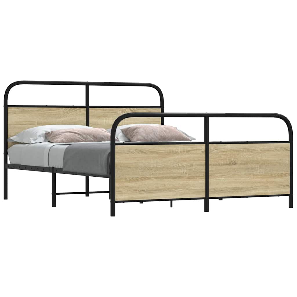 Metallbett ohne Matratze Sonoma-Eiche 160x200 cm