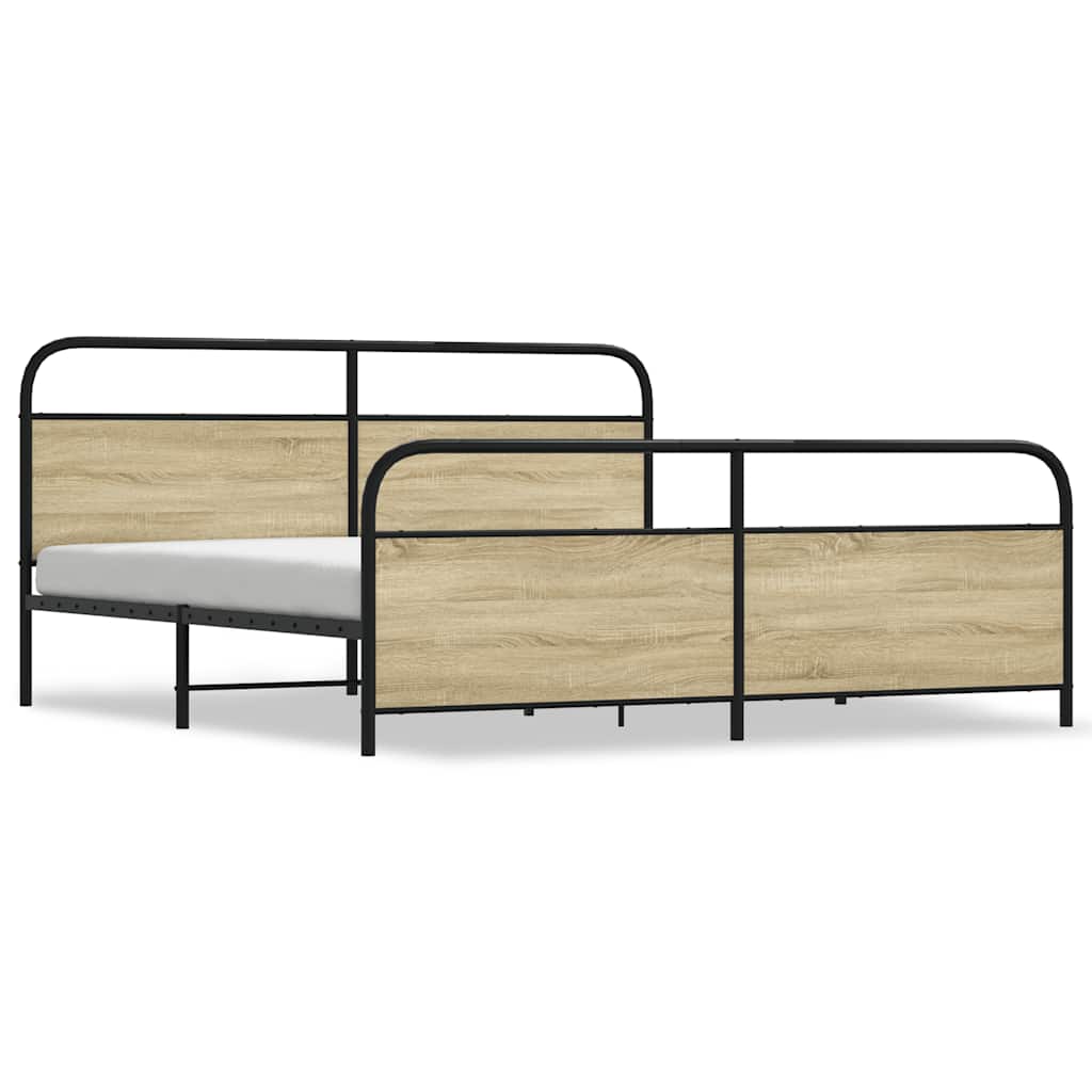 Metallbett ohne Matratze Sonoma-Eiche 180x200 cm