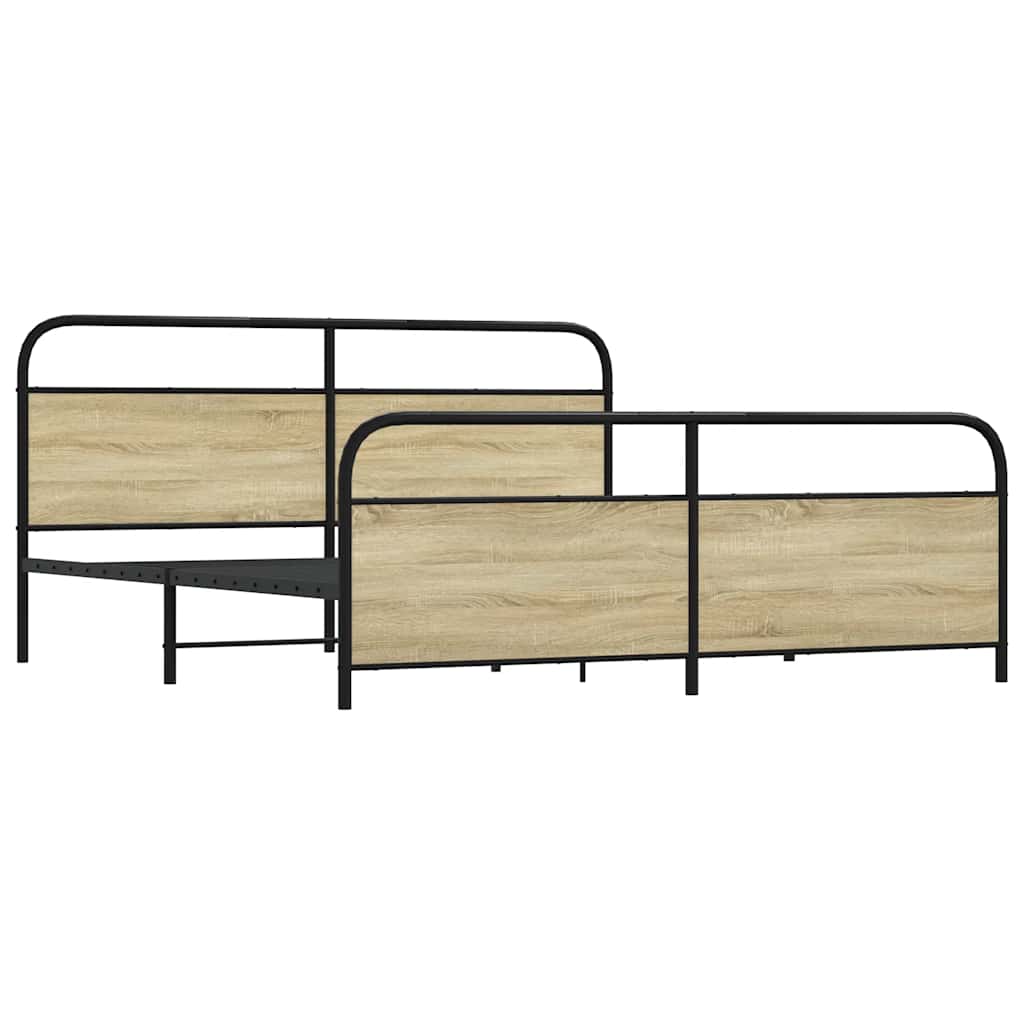 Metallbett ohne Matratze Sonoma-Eiche 180x200 cm