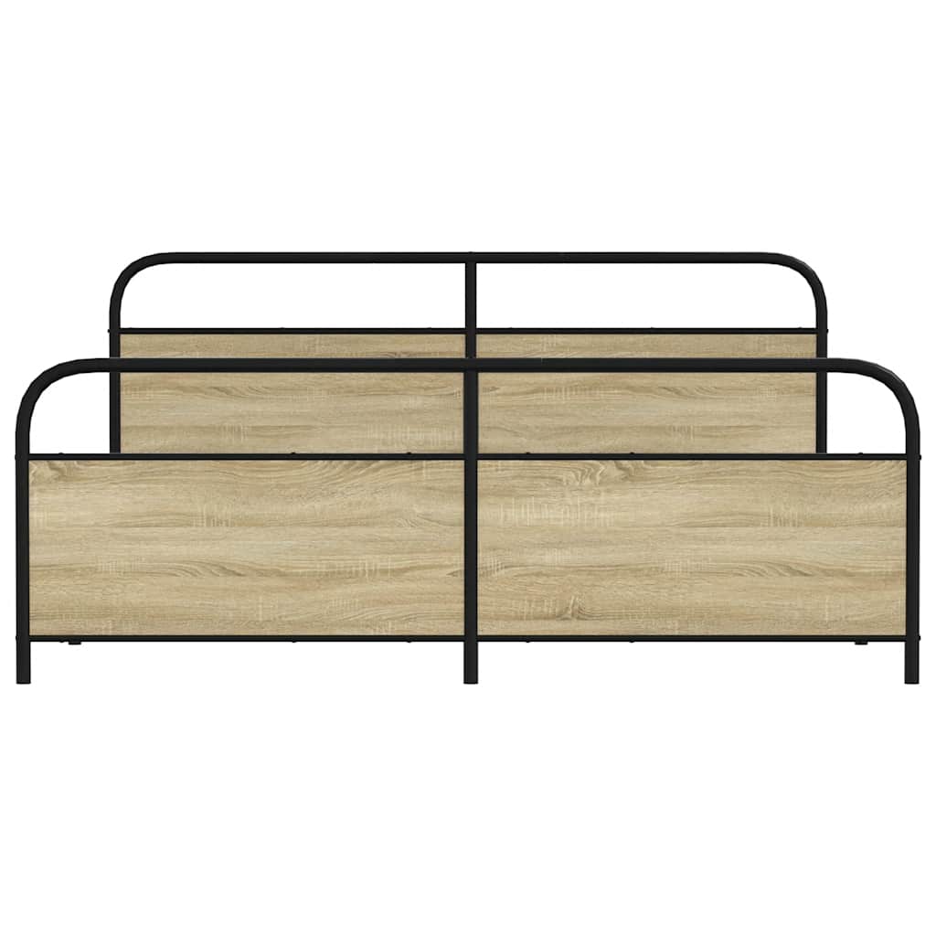 Metallbett ohne Matratze Sonoma-Eiche 180x200 cm