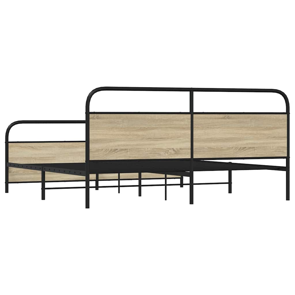 Metallbett ohne Matratze Sonoma-Eiche 180x200 cm