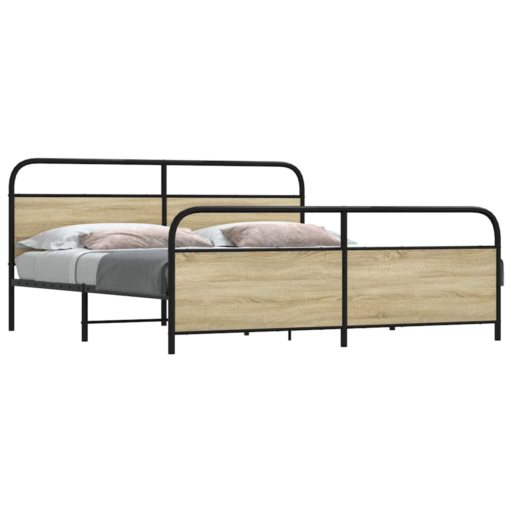 Metallbett ohne Matratze Sonoma-Eiche 180x200 cm