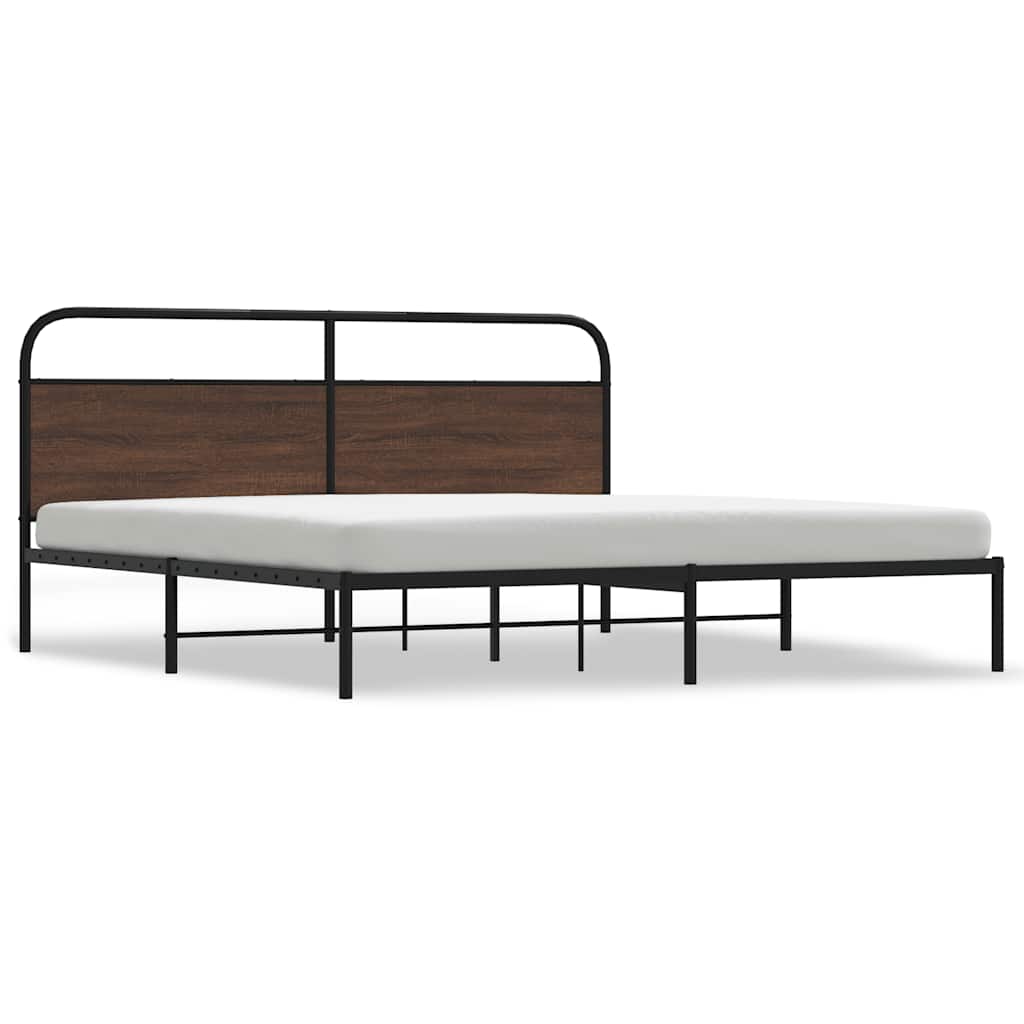 Metallbett ohne Matratze Braun Eichen-Optik 180x200 cm