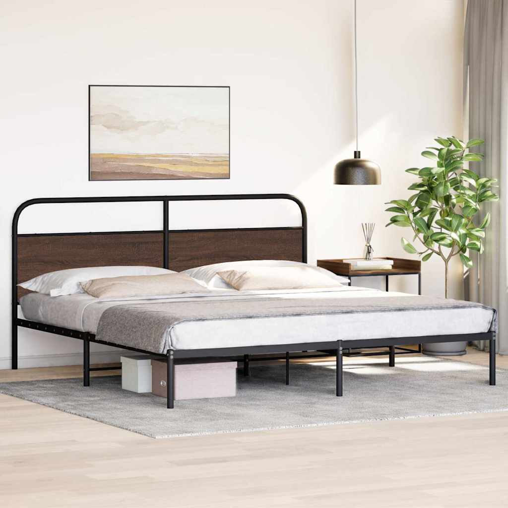 Metallbett ohne Matratze Braun Eichen-Optik 180x200 cm