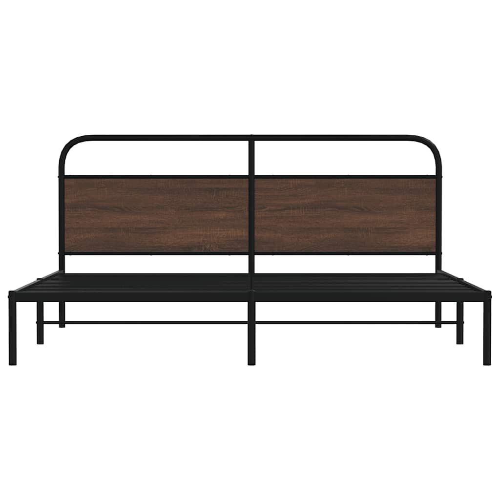 Metallbett ohne Matratze Braun Eichen-Optik 180x200 cm