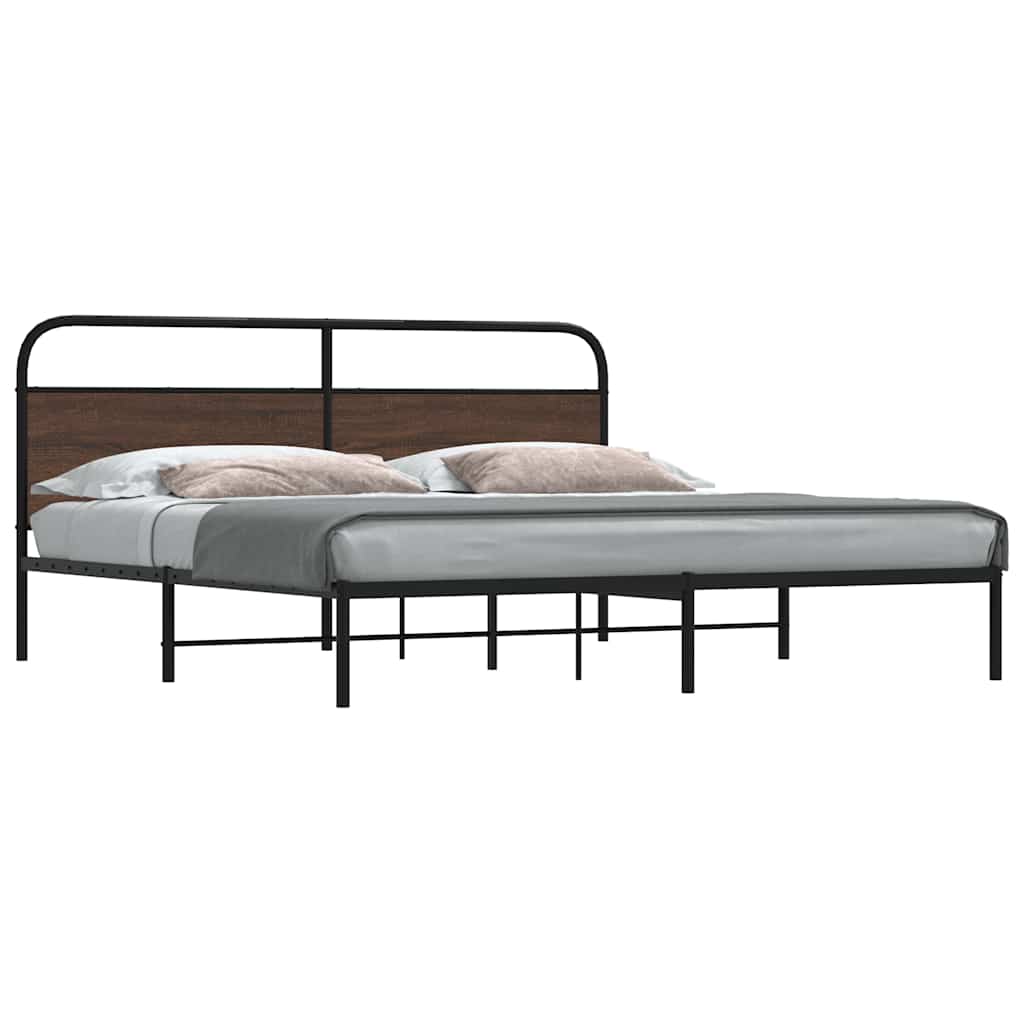 Metallbett ohne Matratze Braun Eichen-Optik 180x200 cm
