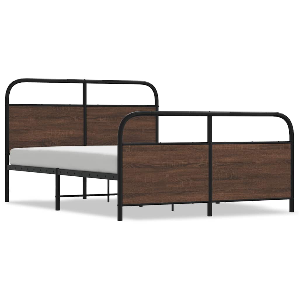 Metallbett ohne Matratze Braun Eichen-Optik 140x190 cm