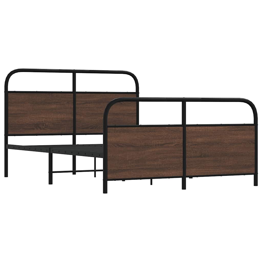 Metallbett ohne Matratze Braun Eichen-Optik 140x190 cm