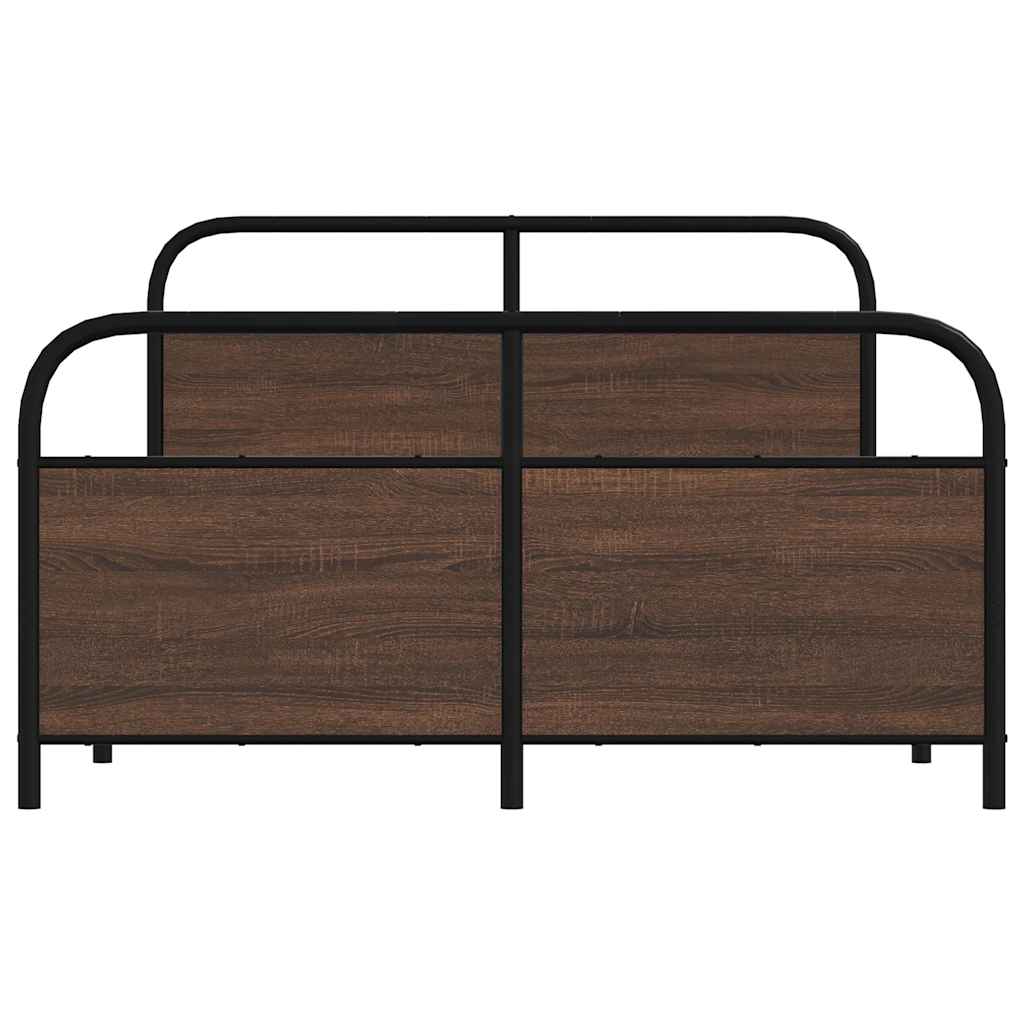 Metallbett ohne Matratze Braun Eichen-Optik 140x190 cm