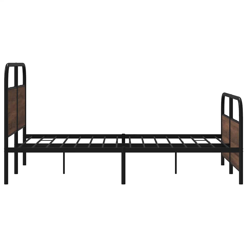 Metallbett ohne Matratze Braun Eichen-Optik 140x190 cm