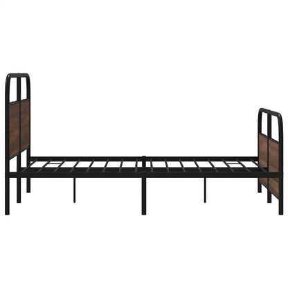 Metallbett ohne Matratze Braun Eichen-Optik 140x190 cm