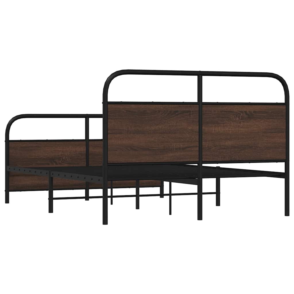 Metallbett ohne Matratze Braun Eichen-Optik 140x190 cm