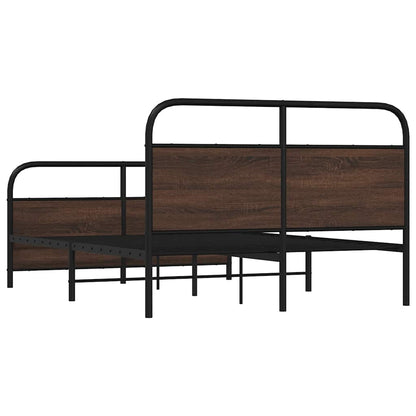 Metallbett ohne Matratze Braun Eichen-Optik 140x190 cm
