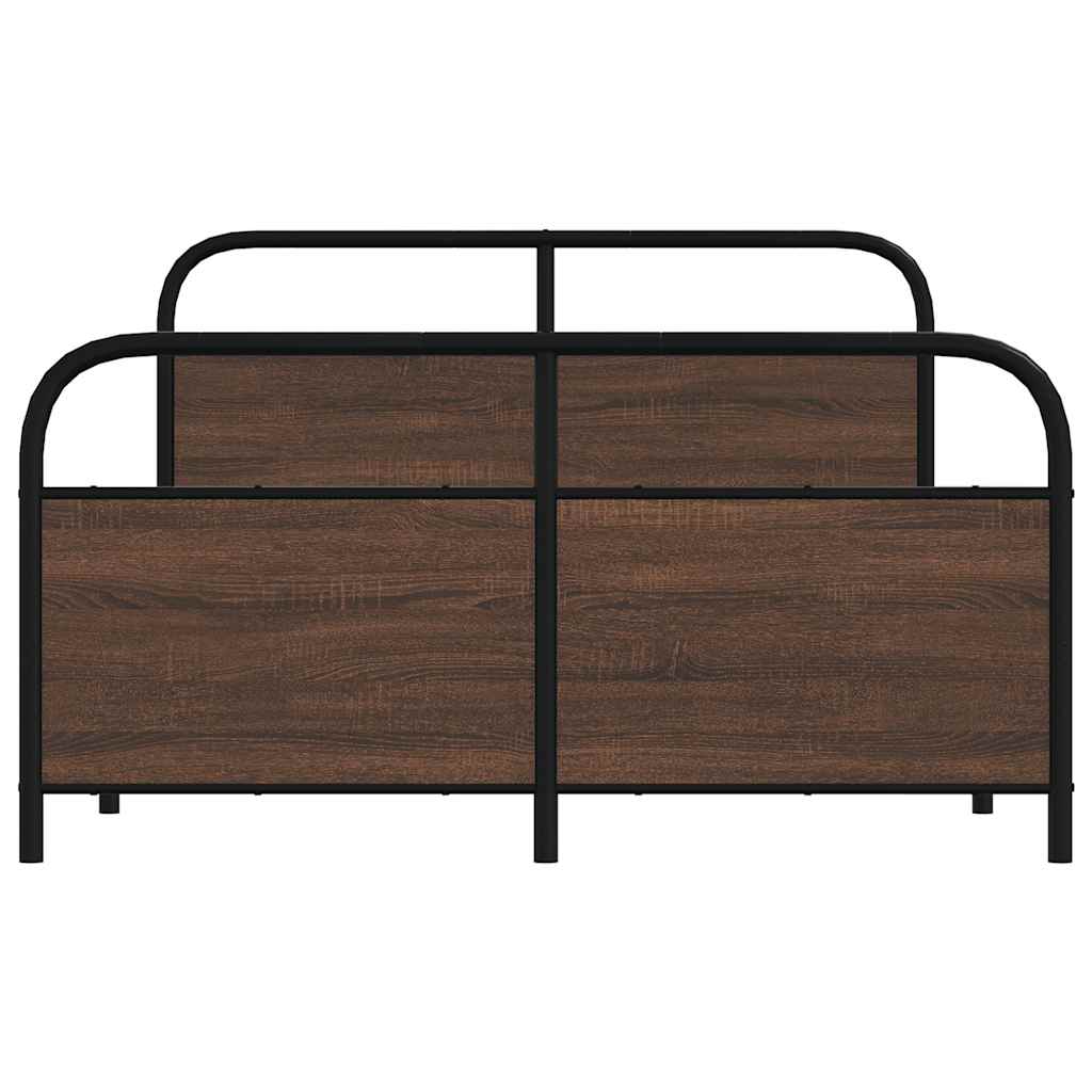 Metallbett ohne Matratze Braun Eichen-Optik 140x200 cm