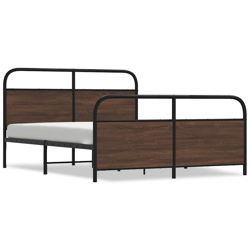 Metallbett ohne Matratze Braun Eichen-Optik 160x200 cm