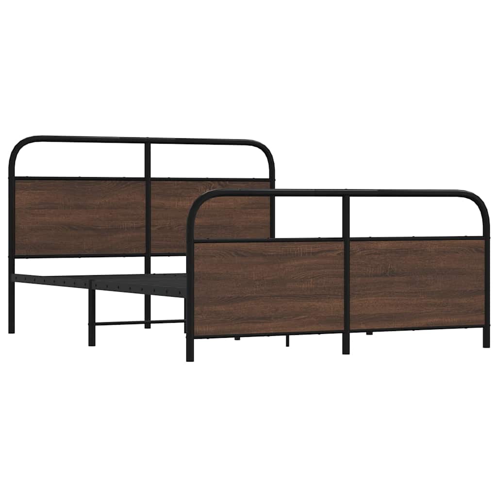 Metallbett ohne Matratze Braun Eichen-Optik 160x200 cm