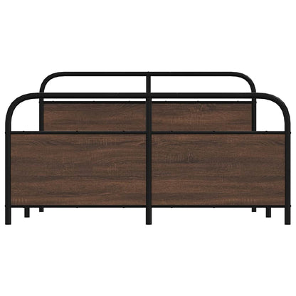 Metallbett ohne Matratze Braun Eichen-Optik 160x200 cm