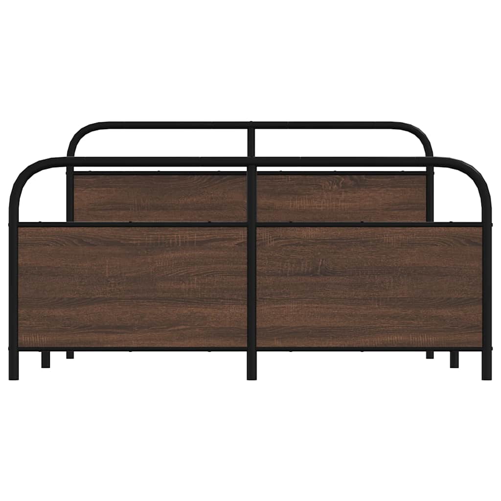 Metallbett ohne Matratze Braun Eichen-Optik 160x200 cm