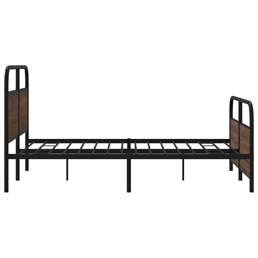 Metallbett ohne Matratze Braun Eichen-Optik 160x200 cm