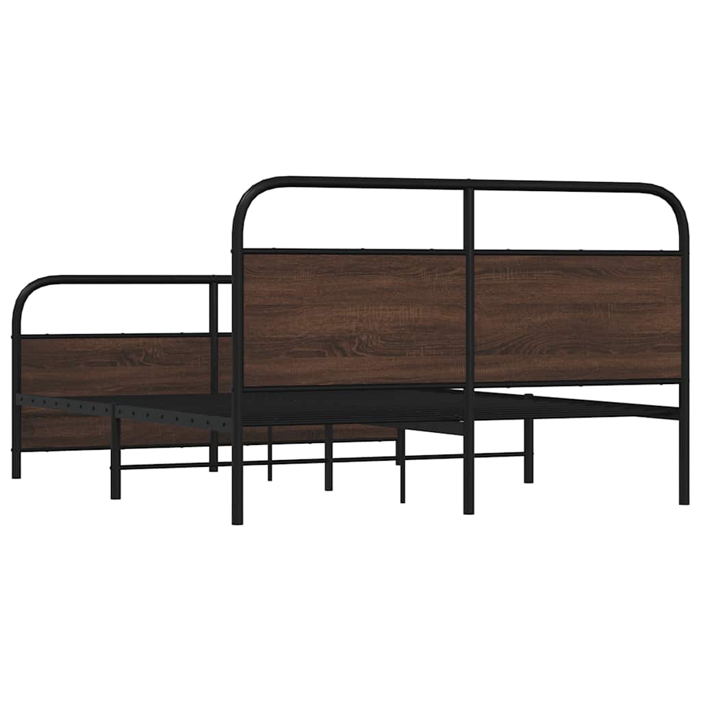 Metallbett ohne Matratze Braun Eichen-Optik 160x200 cm