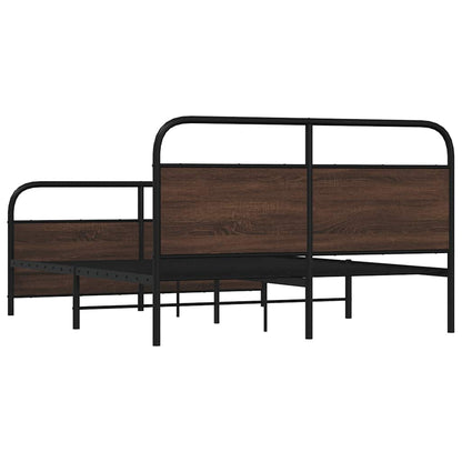 Metallbett ohne Matratze Braun Eichen-Optik 160x200 cm