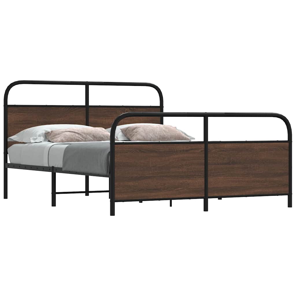 Metallbett ohne Matratze Braun Eichen-Optik 160x200 cm