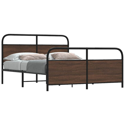 Metallbett ohne Matratze Braun Eichen-Optik 160x200 cm