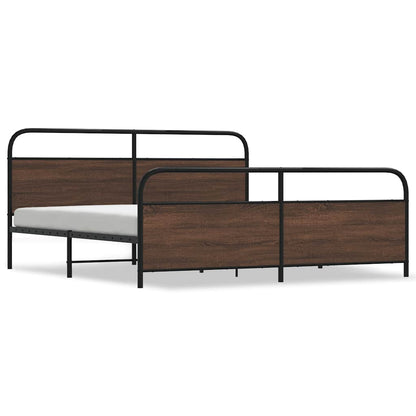 Metallbett ohne Matratze Braun Eichen-Optik 180x200 cm