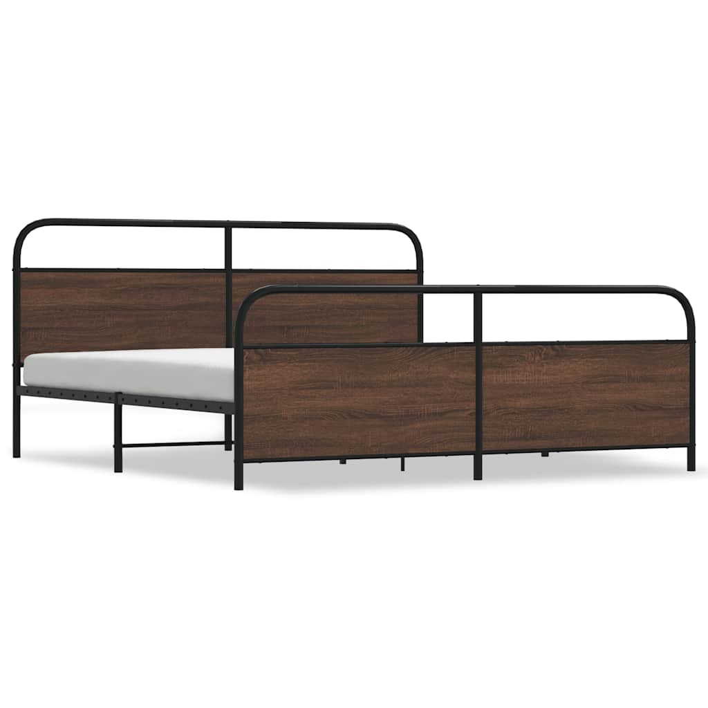 Metallbett ohne Matratze Braun Eichen-Optik 180x200 cm