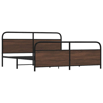 Metallbett ohne Matratze Braun Eichen-Optik 180x200 cm