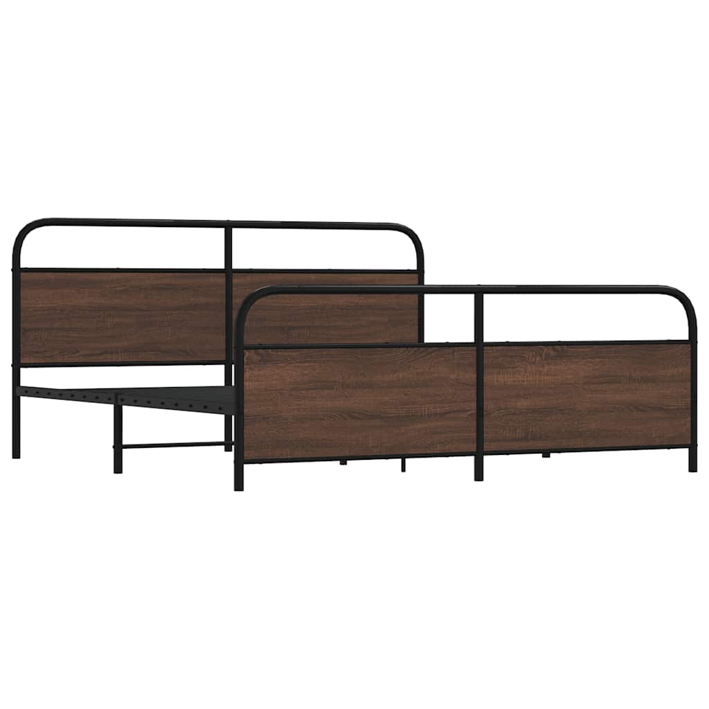 Metallbett ohne Matratze Braun Eichen-Optik 180x200 cm