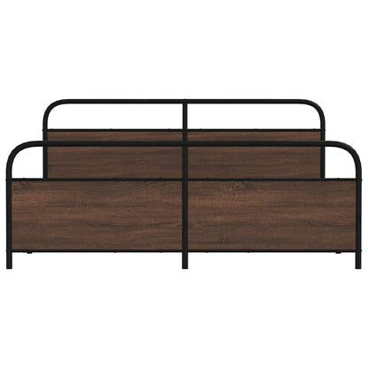 Metallbett ohne Matratze Braun Eichen-Optik 180x200 cm