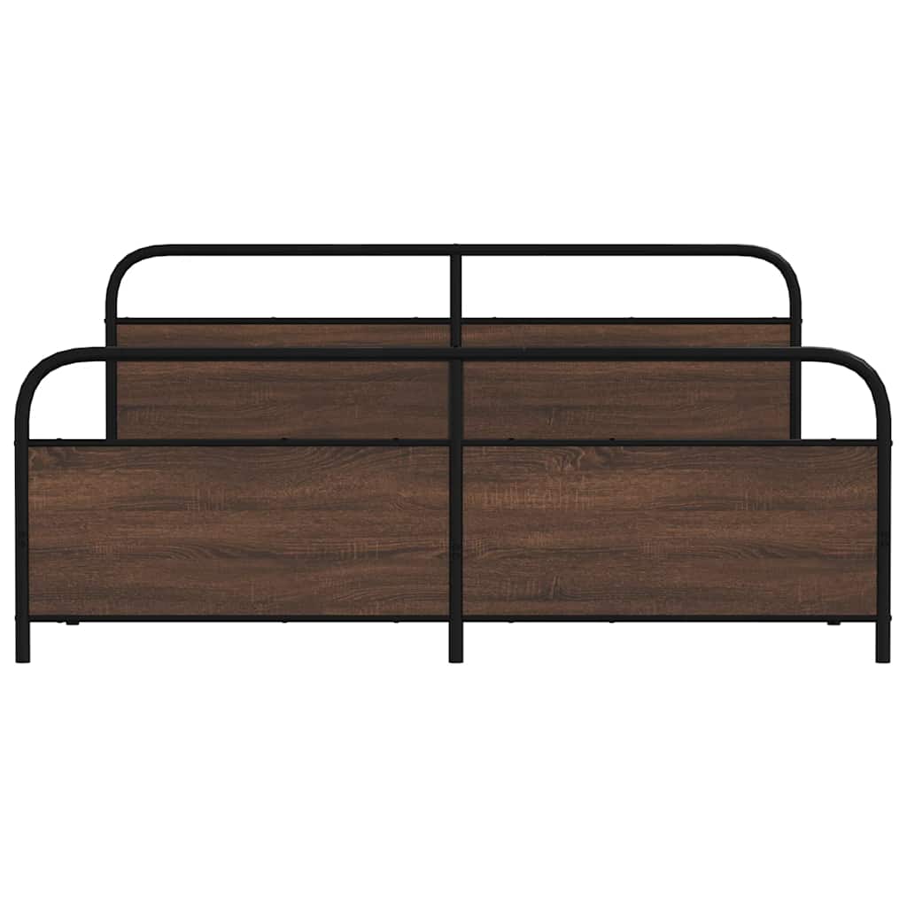 Metallbett ohne Matratze Braun Eichen-Optik 180x200 cm