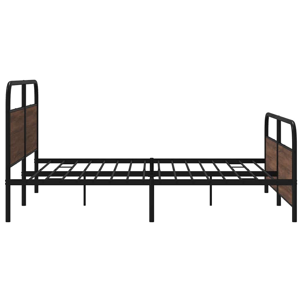 Metallbett ohne Matratze Braun Eichen-Optik 180x200 cm