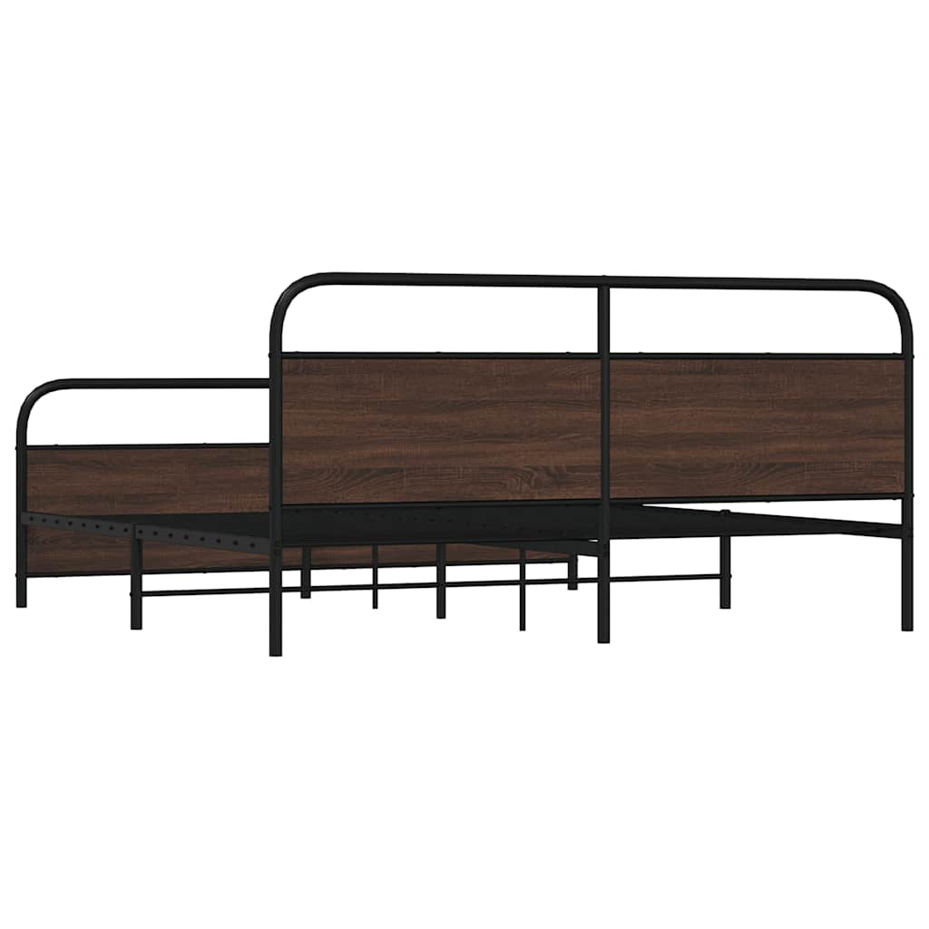 Metallbett ohne Matratze Braun Eichen-Optik 180x200 cm