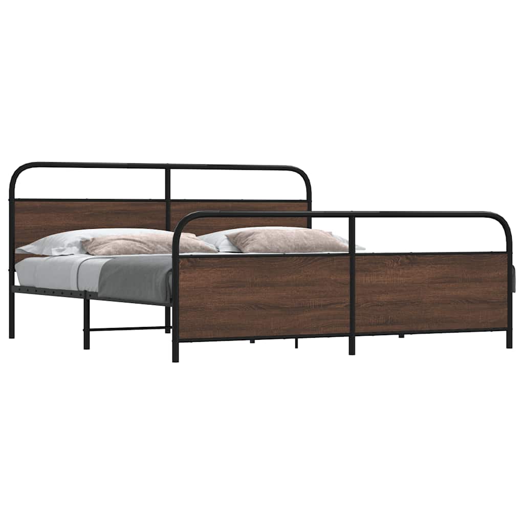 Metallbett ohne Matratze Braun Eichen-Optik 180x200 cm