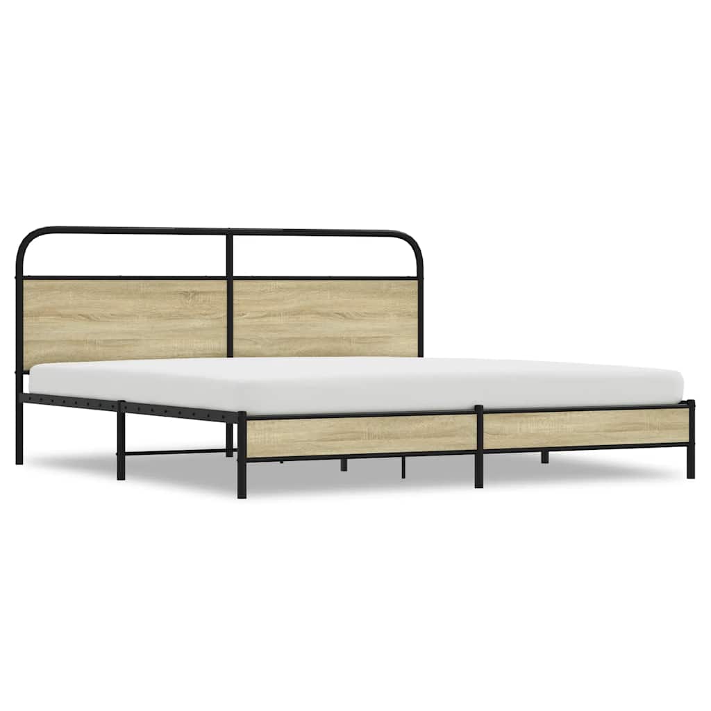 Metallbett ohne Matratze Sonoma-Eiche 180x200 cm