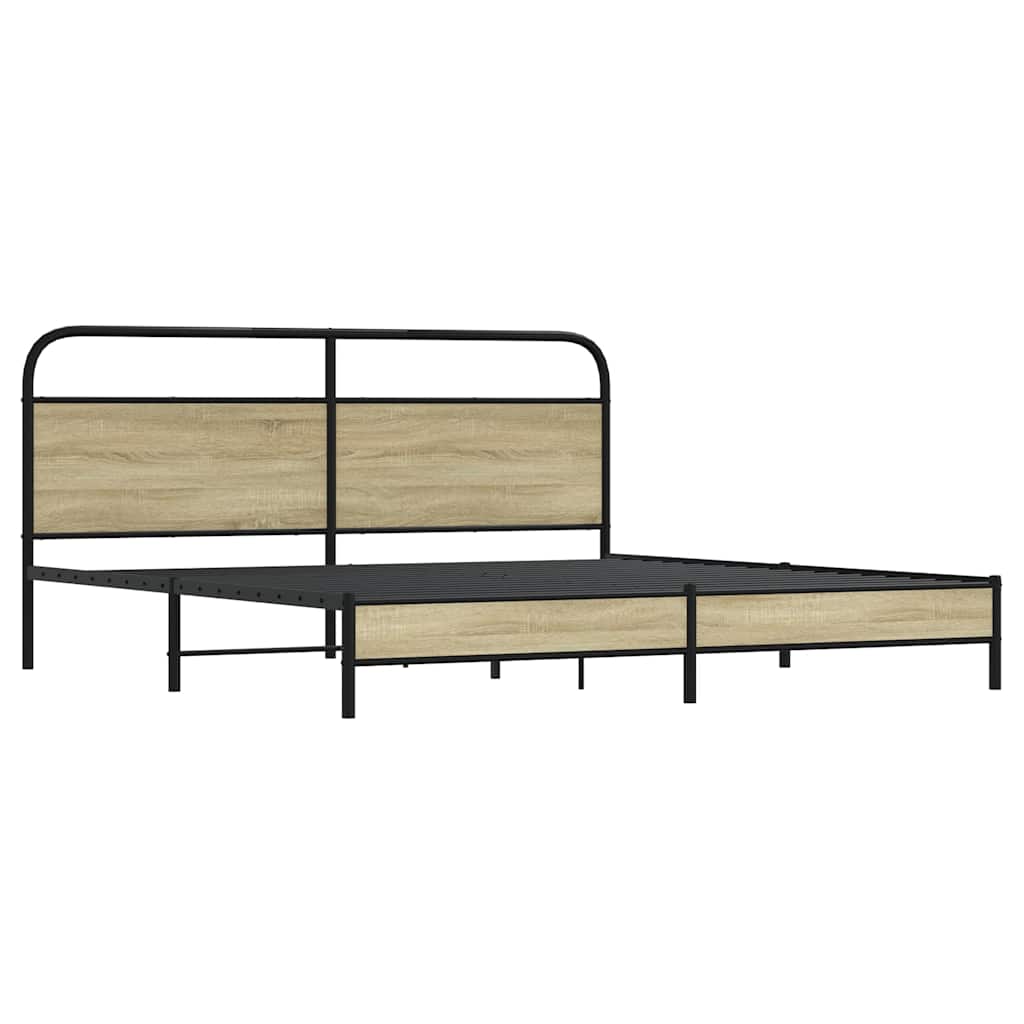 Metallbett ohne Matratze Sonoma-Eiche 180x200 cm