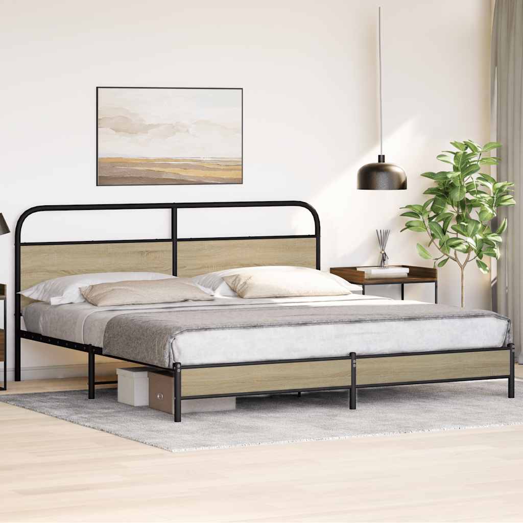 Metallbett ohne Matratze Sonoma-Eiche 180x200 cm