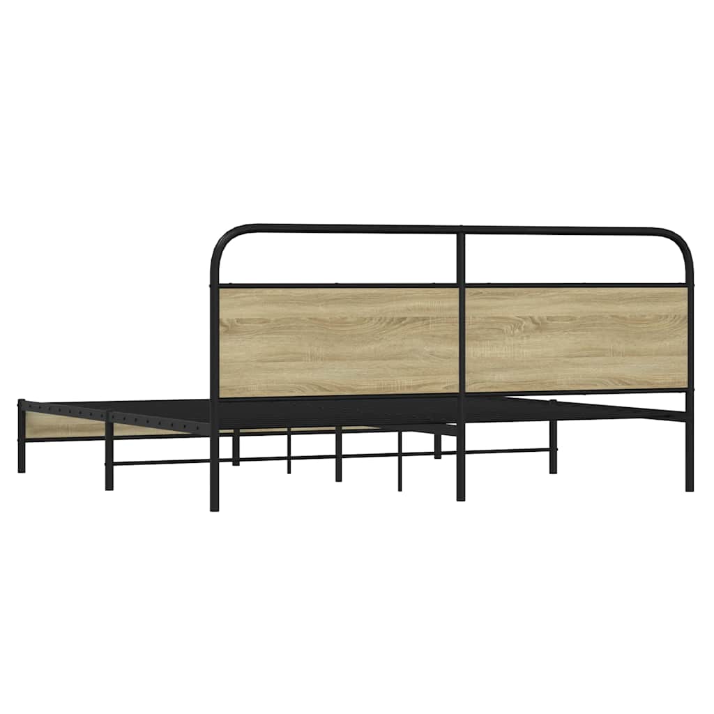 Metallbett ohne Matratze Sonoma-Eiche 180x200 cm